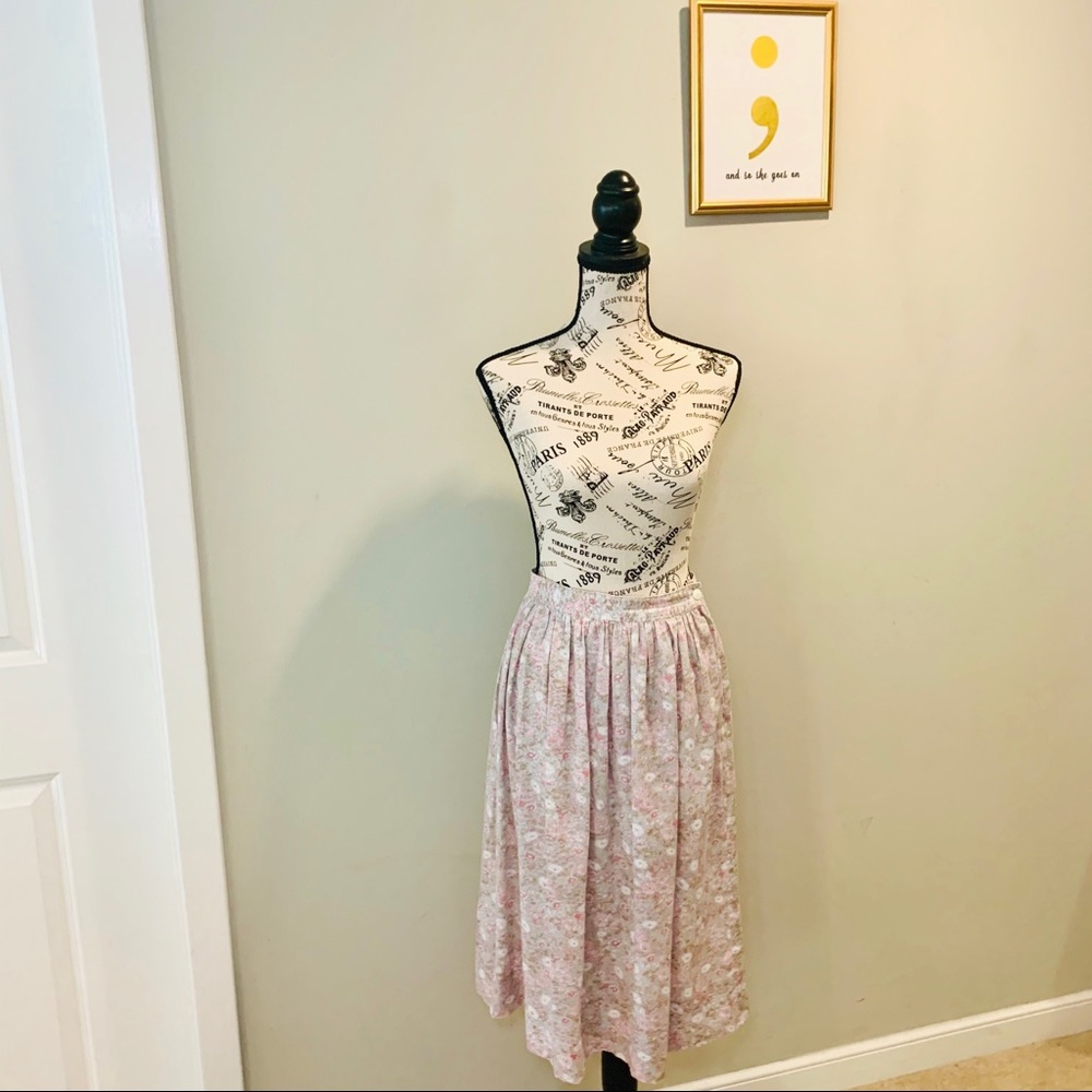 Vintage 70s Harvé Bernard Pastel Floral Midi Skirt